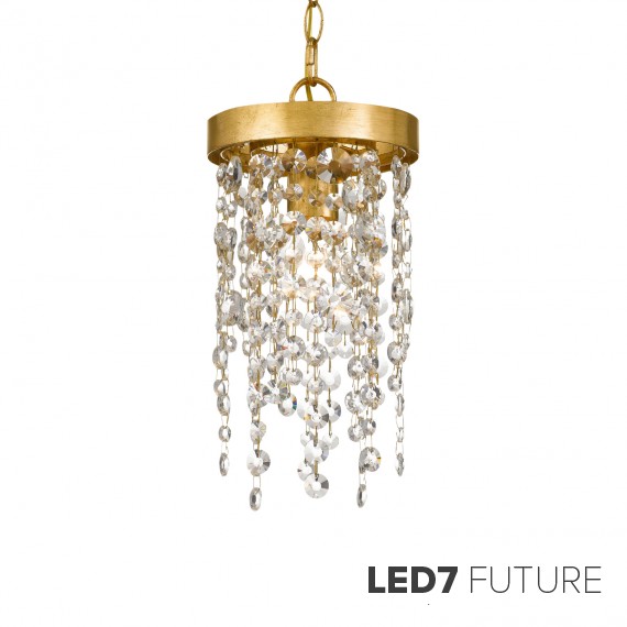 Crystorama - Winham 1 Light Antique Gold Crystal Pendant